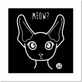 Meow - curious cat - negative version Posters and Art
